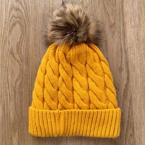 Cozy Yellow Knit Pom-Pom Beanie